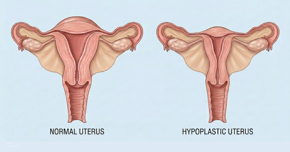 A comparison between a normal sized uterus and a small hypoplastic uterus