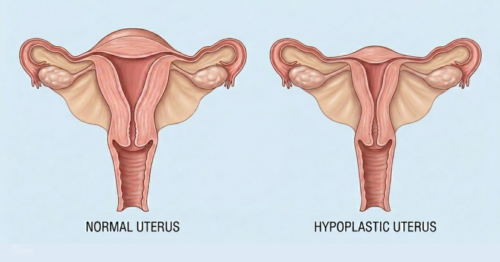 A comparison between a normal sized uterus and a small hypoplastic uterus