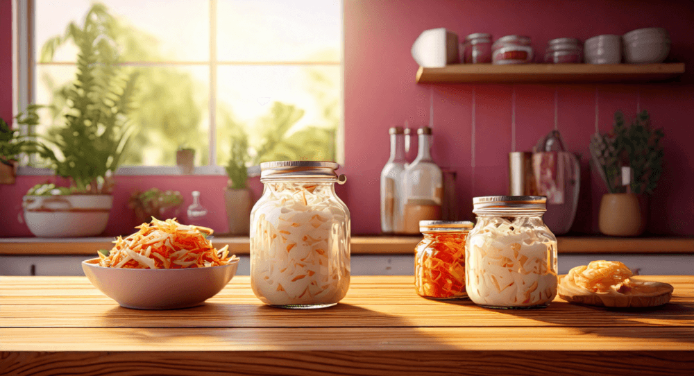 A kitchen full of fermented foods, used to help keep a healthy vagina
