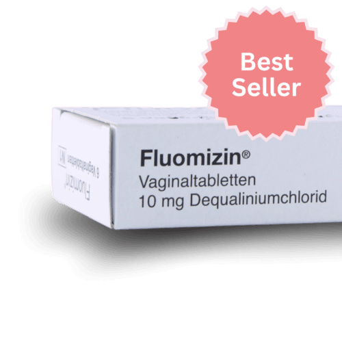 Fluomizin bacterial vaginosis treatment box with badge that's it's a best seller, because it's so good!