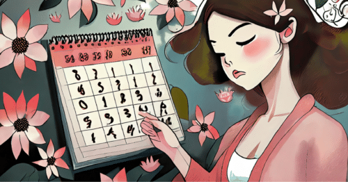 Woman looking sadly at a calendar because her sex pain has lasted for three months.