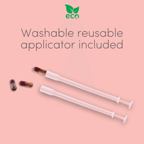 Each pessary kit comes with a vaginal applicator for easy insertion of the treatment. Washable, reusable.