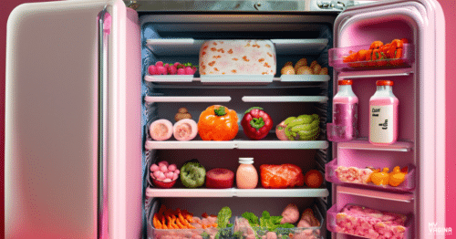 A fridge in a New York sharehouse with apparently food that a diabetic would eat. You can't see, so imagine vegetables or something.