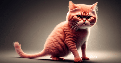 A cute cat is grumpy because it was doing yoga and it hurt its clitoris.