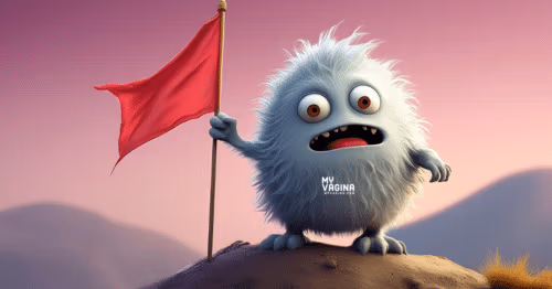 A cute monster waves a red flag because this guy is trash, run away!
