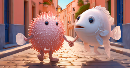 fish holding hands