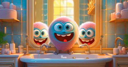 Looking a little bit mean but also cute, a collection of group B strep bacteria stare back at us from the mirror.