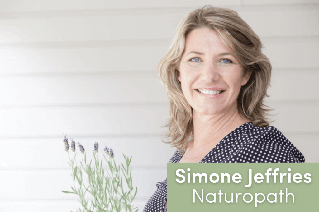 Simone Jeffries, amazing naturopath, smiling into the camera looking lovely!
