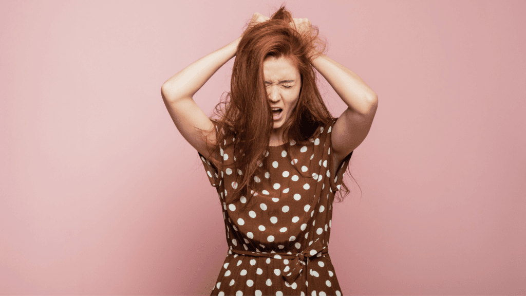 Woman in perimenopause survival kit program for her dry vagina, she's at her wits end