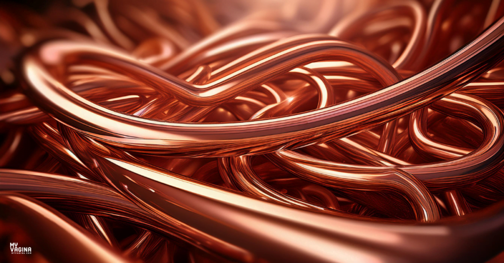 Copper pipes snaking through space.