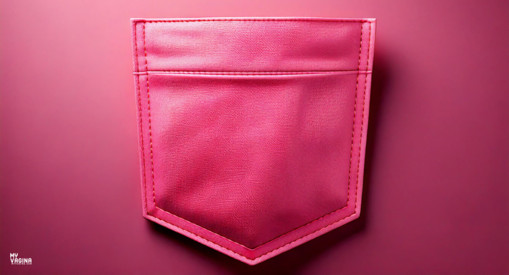 A pink fabric pocket sits alone, looking all beautiful.