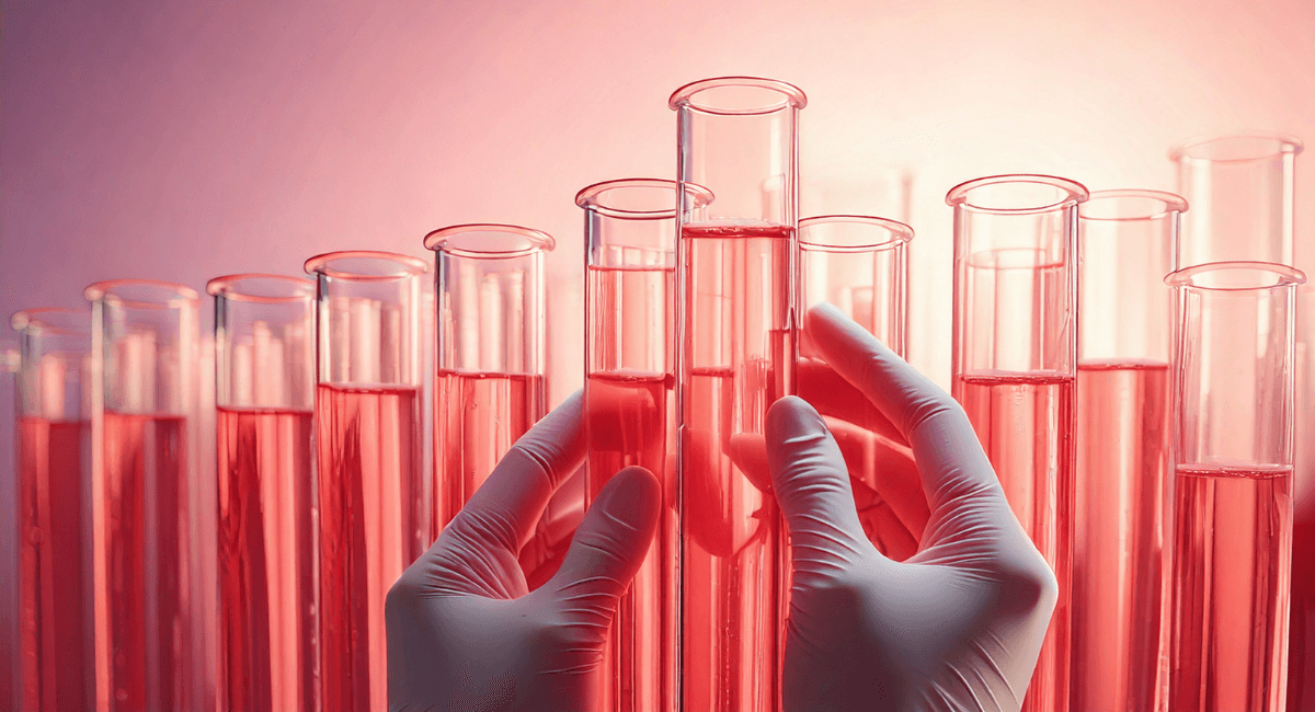 Hands holding a vaginal microbiome test tube to check vaginal microflora