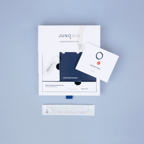 A picture of the Juno microbiome test kit ready to work out what's going on in your vagina