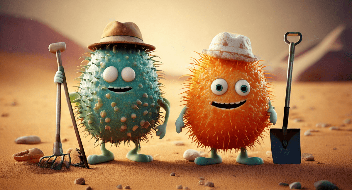 E. coli and E. faecalis, the most common UTI bacteria, are out in the desert with metal detectors and shovels, ready to cause inflammation in the urinary tract.