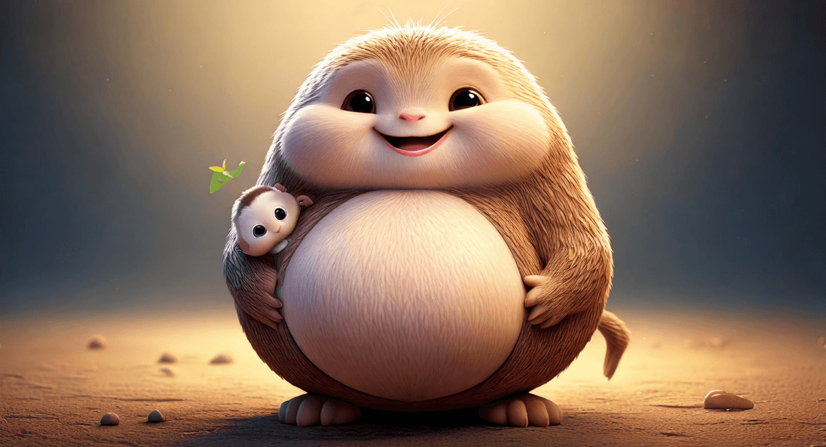 A small cute creature has a big pregnant belly and holds a little baby creature, looking for vaginal treatments that are pregnancy safe.