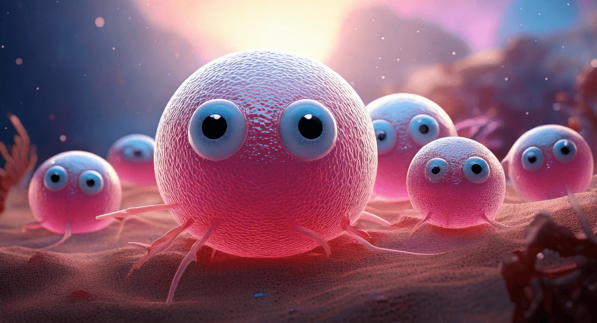 A group of ureaplasma stare from the vagina where they are unapologetically terrorising.