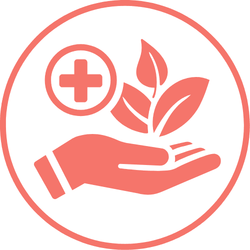 Medicine sign, leaf, hand, symbols for the Killing BV vaginal treatments