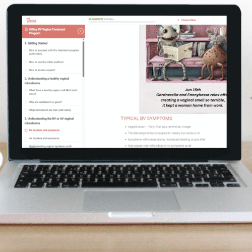 A laptop has the Killing BV bacterial vaginosis treatment program loaded up