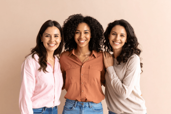 three women are happy to have treated BV successfully