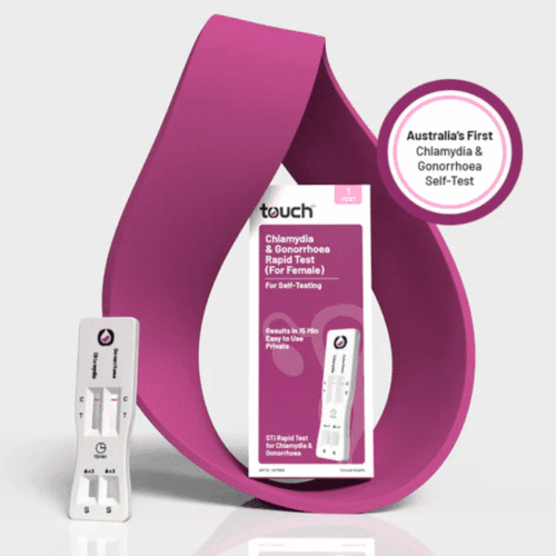 Outside of the STI test kit for chlamydia and gonorrhoea, box
