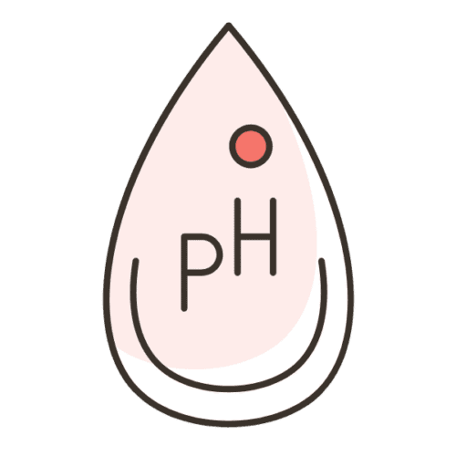 Simple droplet graphic with pH symbol, representing vaginal pH imbalance.