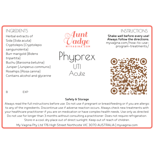 The plant-based Hiprex alternative, Phyprex UTI Acute for effective treatment of UTI label