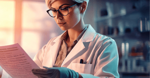 A practitioner examines a vaginal microbiome test