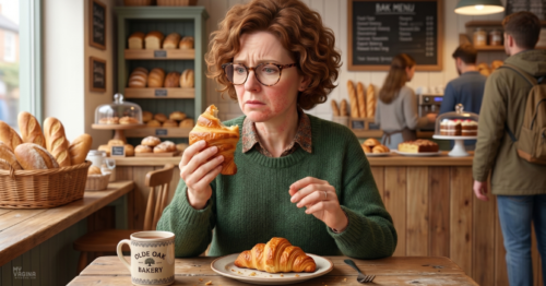 A woman gets a rash around her lips from eating a cake